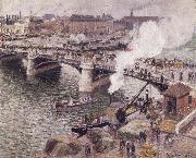 Camille Pissarro Pont Boieldieu in Rouen,damp weather oil